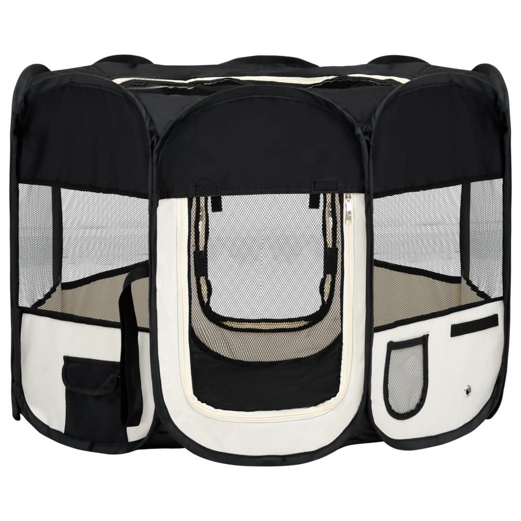 NNEVL Foldable Dog Playpen with Carrying Bag Black 90x90x58 cm
