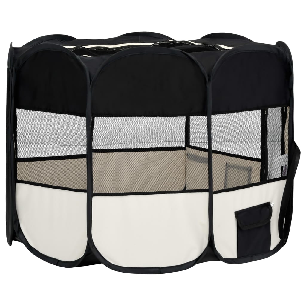 NNEVL Foldable Dog Playpen with Carrying Bag Black 90x90x58 cm