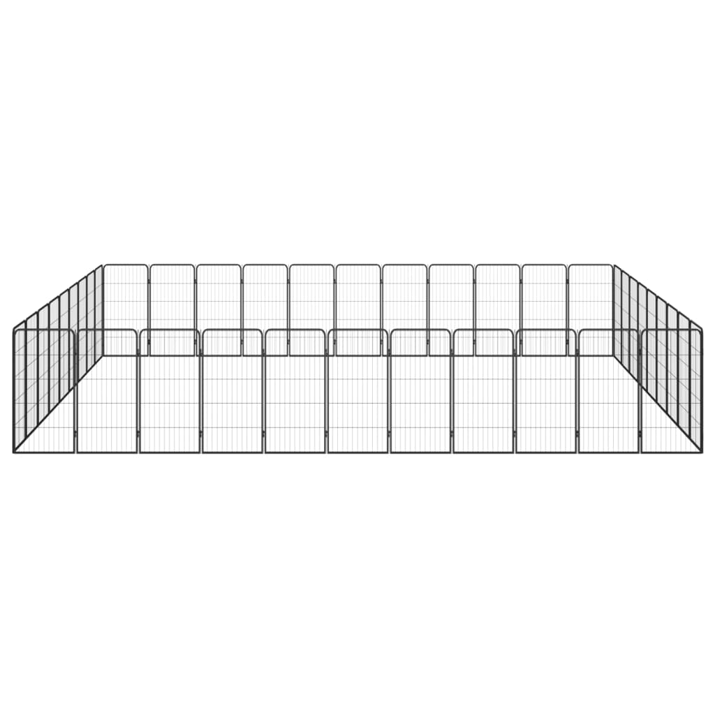 NNEVL 40-Panel Dog Playpen Black 50x100 cm Powder-coated Steel