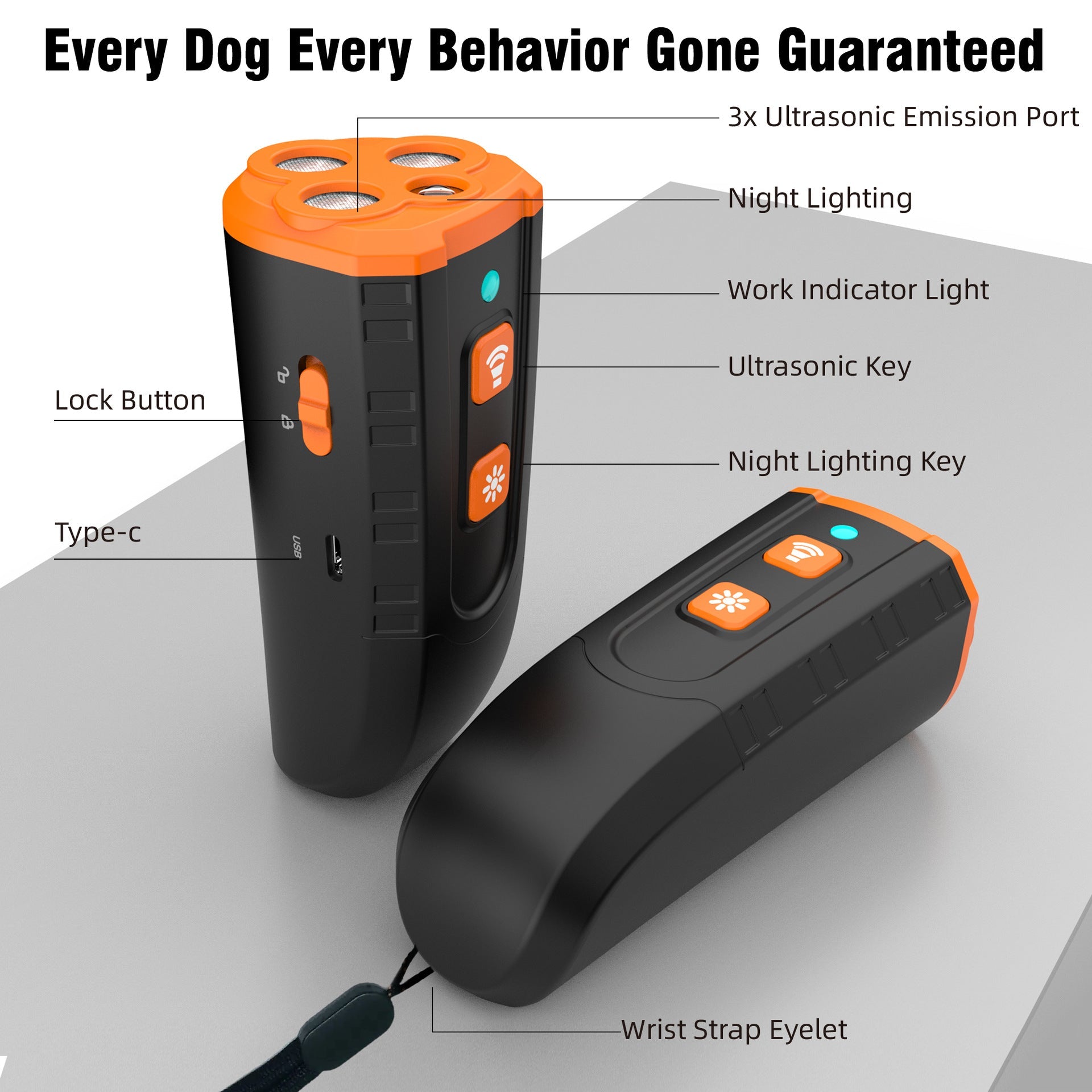 NNEDSZ Ultrasonic Dog Trainer Device | Handheld Pet Training Tool with Night Light & Type-C Charging 3.7V