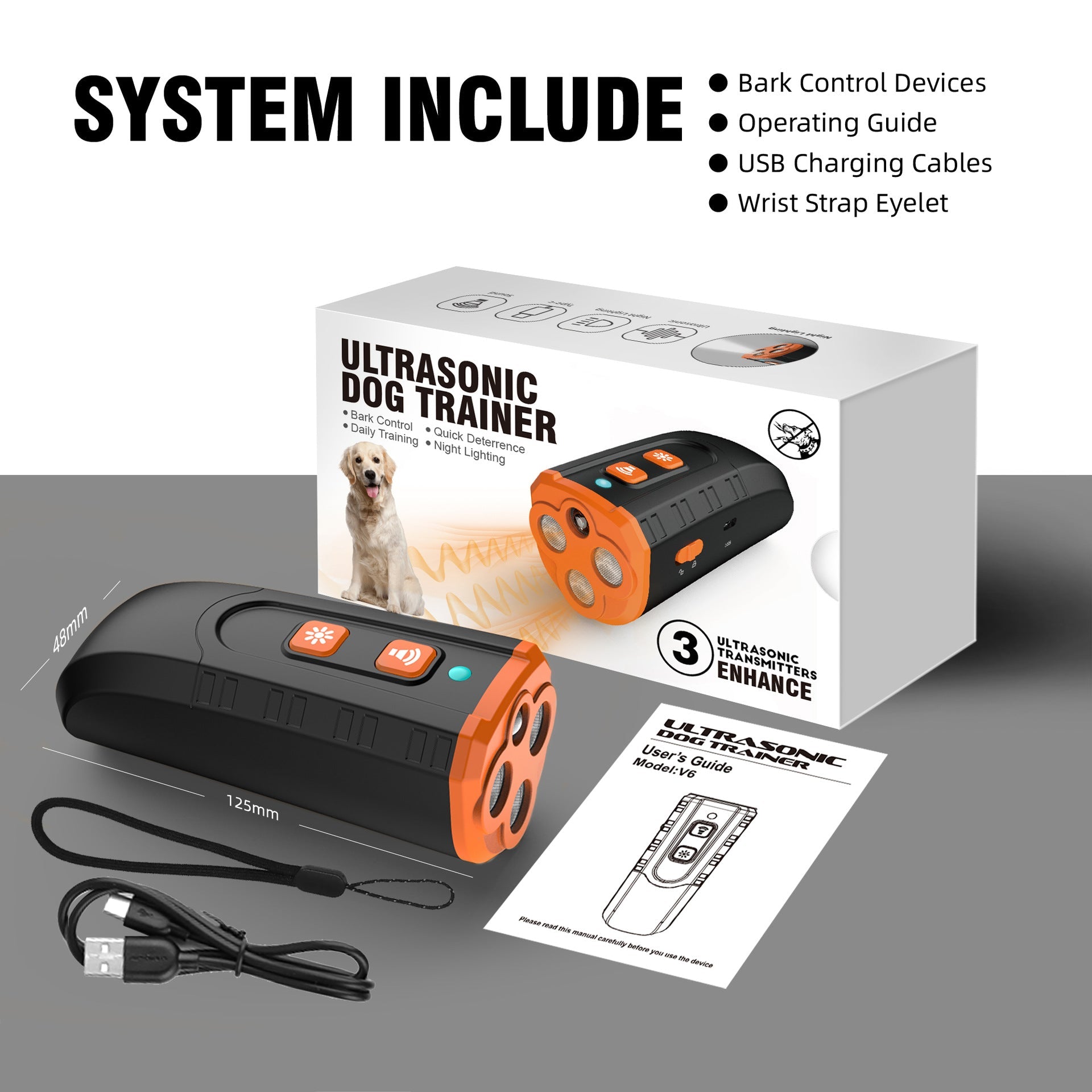 NNEDSZ Ultrasonic Dog Trainer Device | Handheld Pet Training Tool with Night Light & Type-C Charging 3.7V