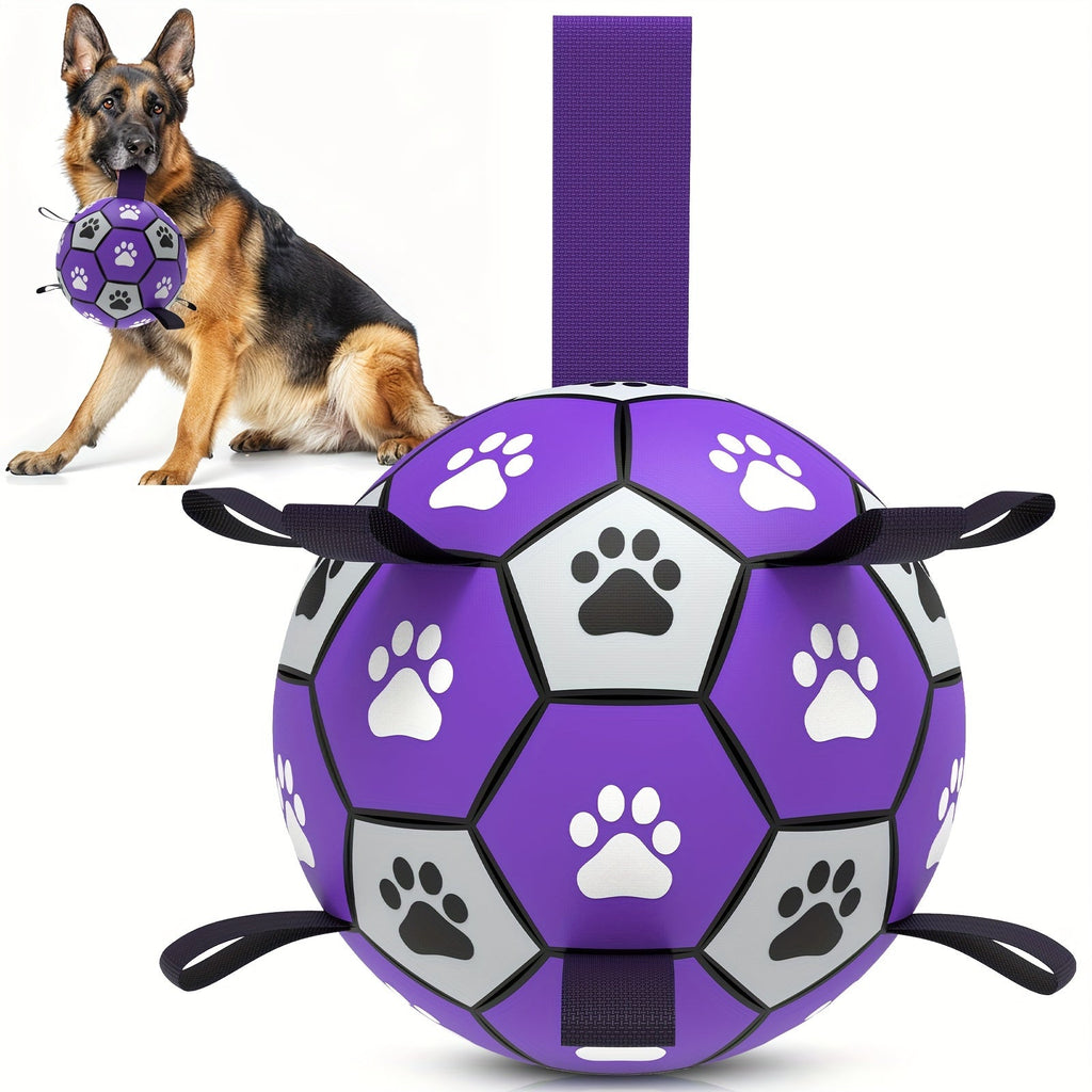 NNETM Rubber Dog Durable Soccer Ball with Straps