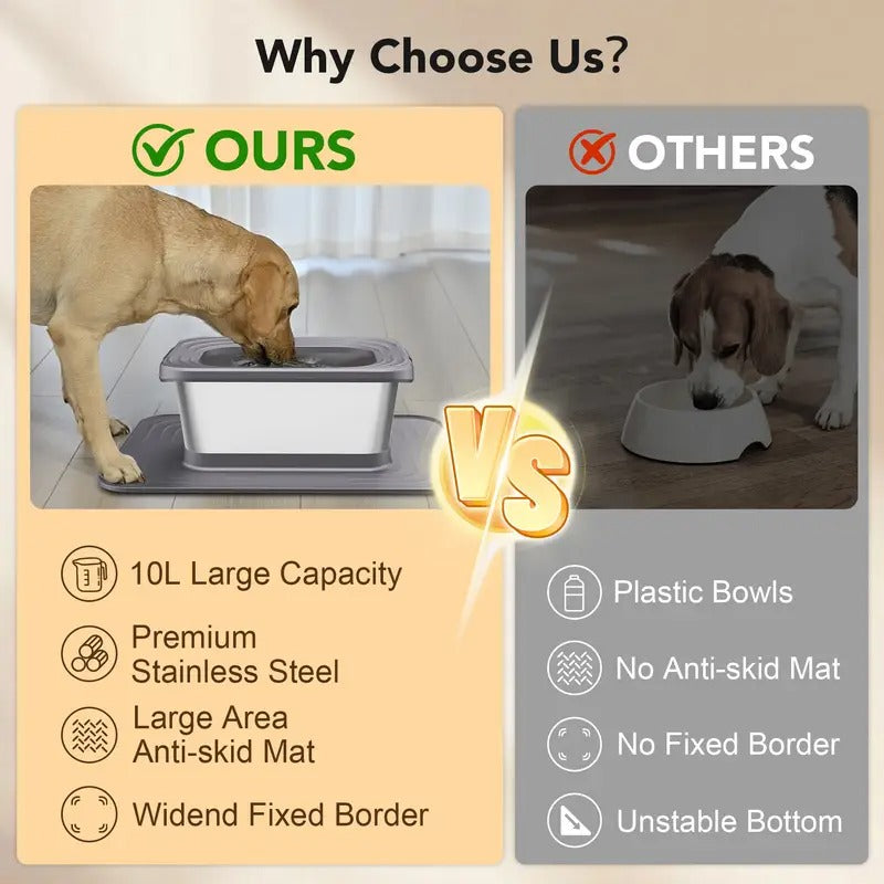 NNETM Dog Stainless Steel Water Bowl with Mat