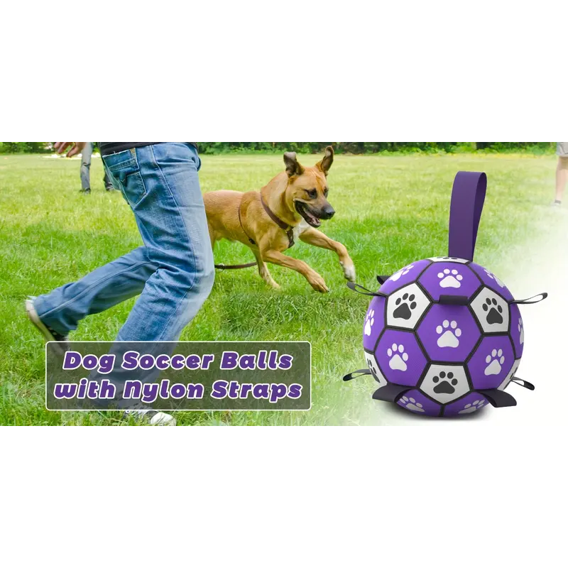 NNETM Rubber Dog Durable Soccer Ball with Straps